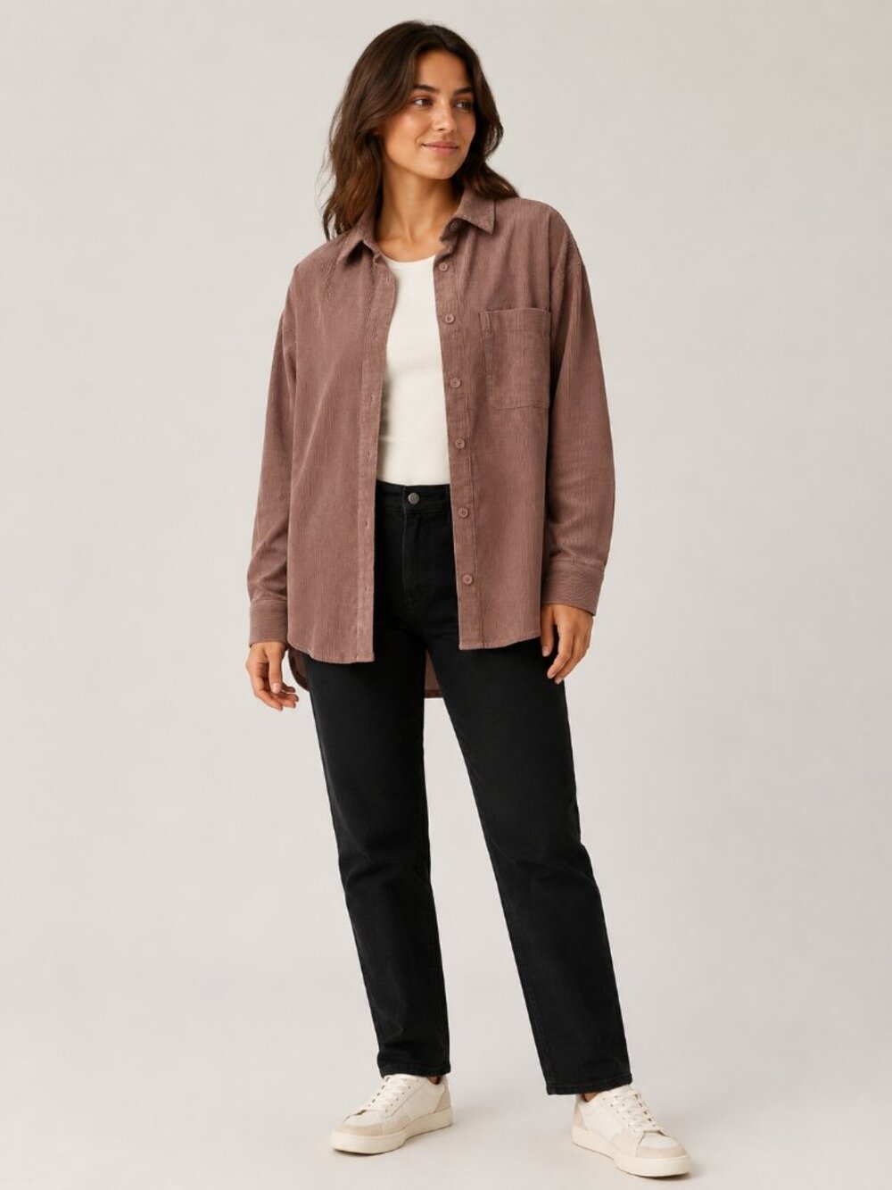 ASOS Design Oversized Corduroy Button Up Shirt Women’s 0 Dusty Rose